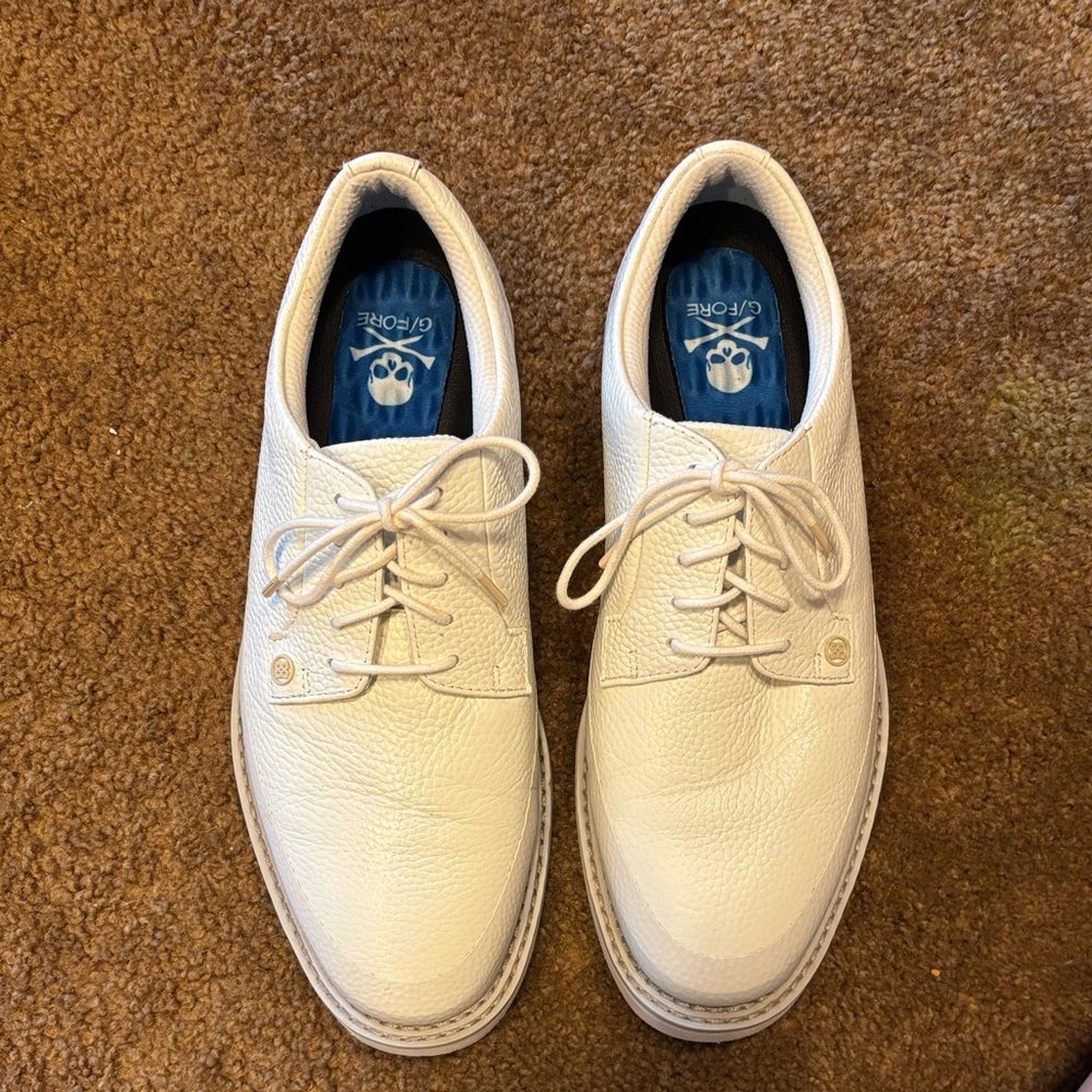 G/FORE SHOES | SIZE 10 MEN'S GALLIVANTER TUXEDO STRIPE LEATHER GOLF SHOE